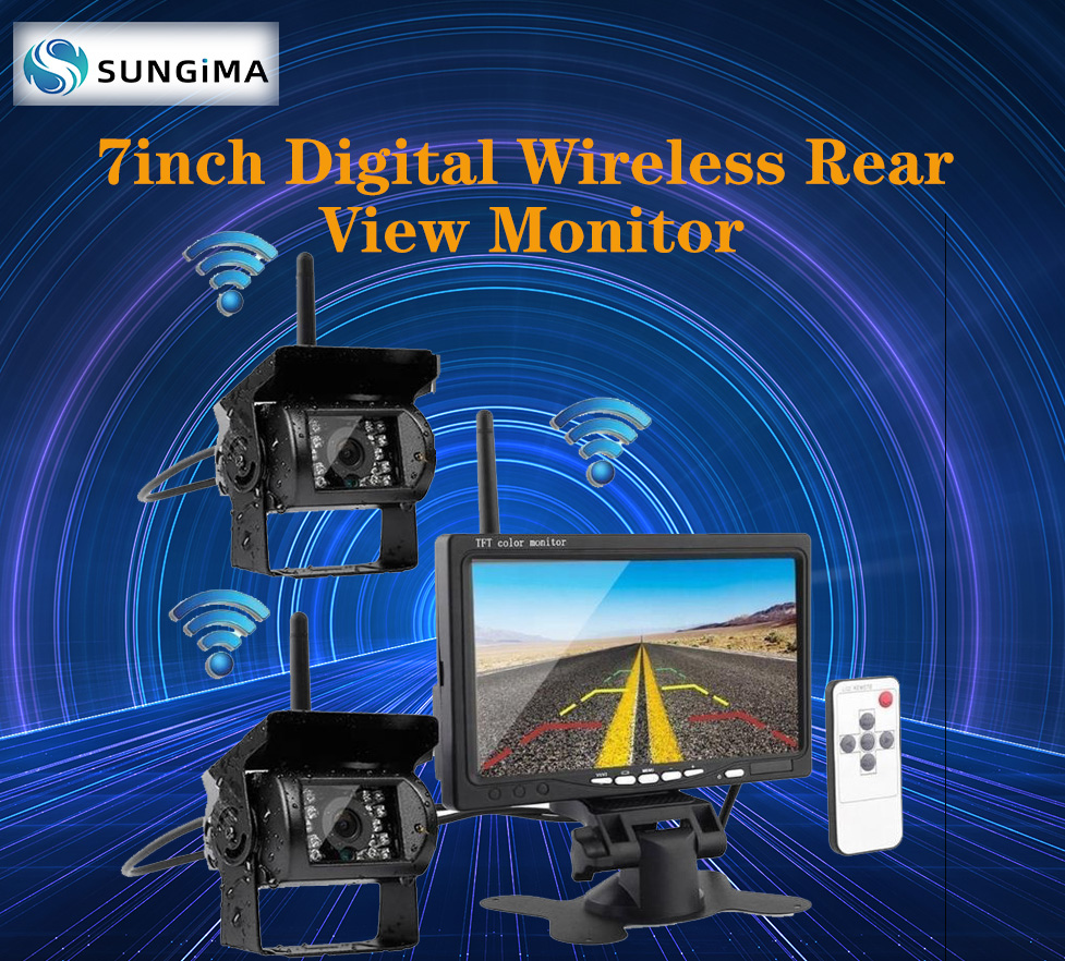 4 Channel Wireless Video Switch 7inch Digital Wireless Rear View Monitor Rear View Camera 7